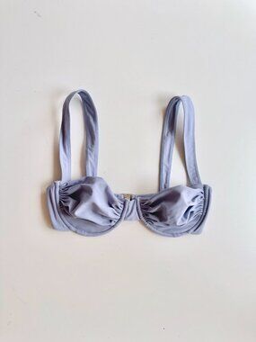 BELLE THE LABEL Oracle Periwinkle Blue Underwire Balconette Bikini Top, Size L